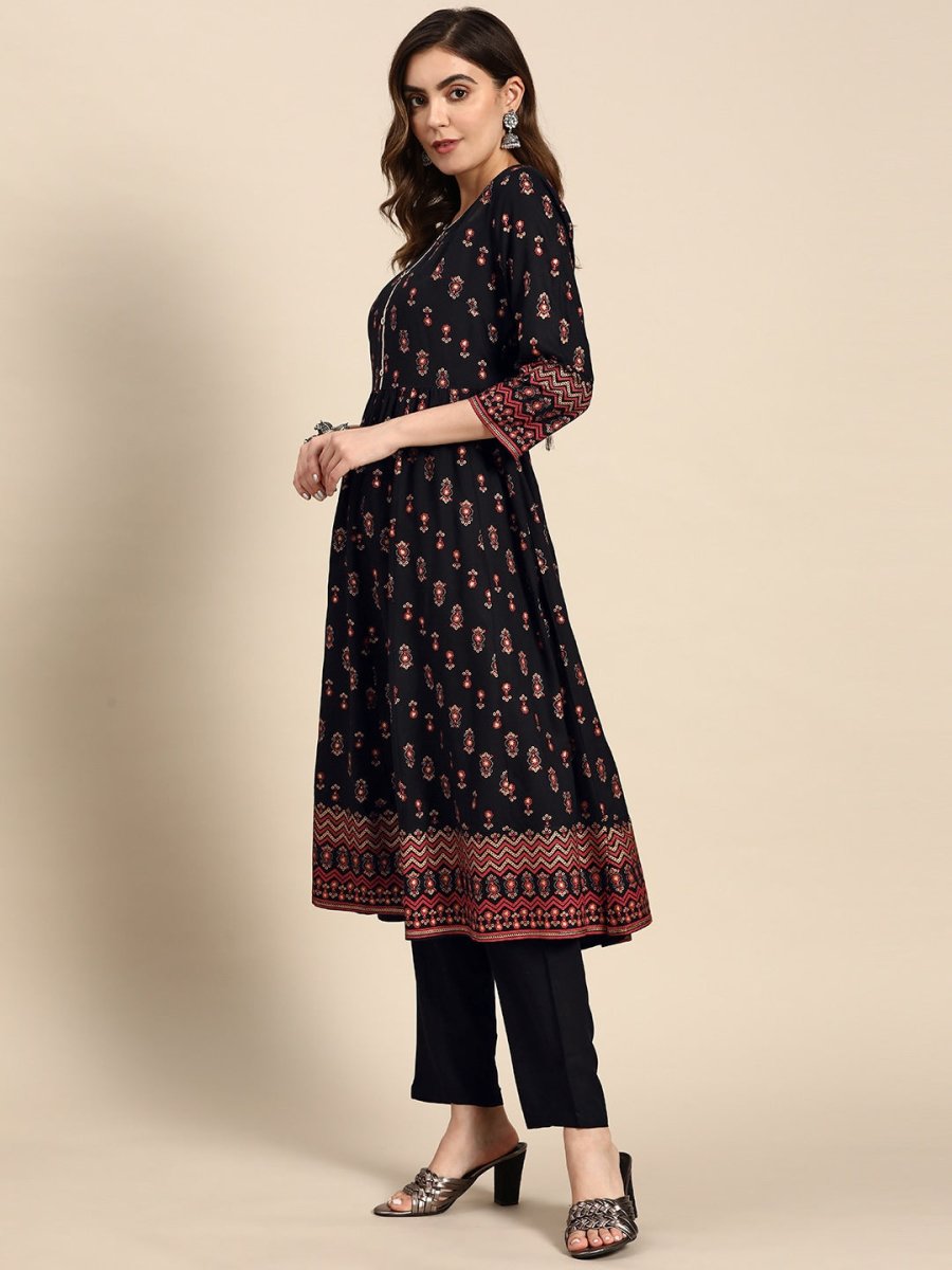 All About You Women Ethnic Motifs Printed Regular Kurta with Trouser | Grocsy