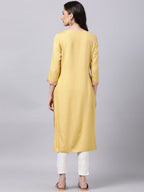Souchii Women Blue Floral Yoke Design Grandeur & Majestic Artwork Kurta | Grocsy