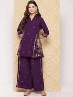 Ahalyaa Women's Traditional Wear Co-ods - Burgundy | Grocsy