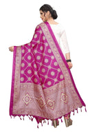 Vamika Fashion Pink Printed Khadi Bhagalpuri Dupatta | Grocsy