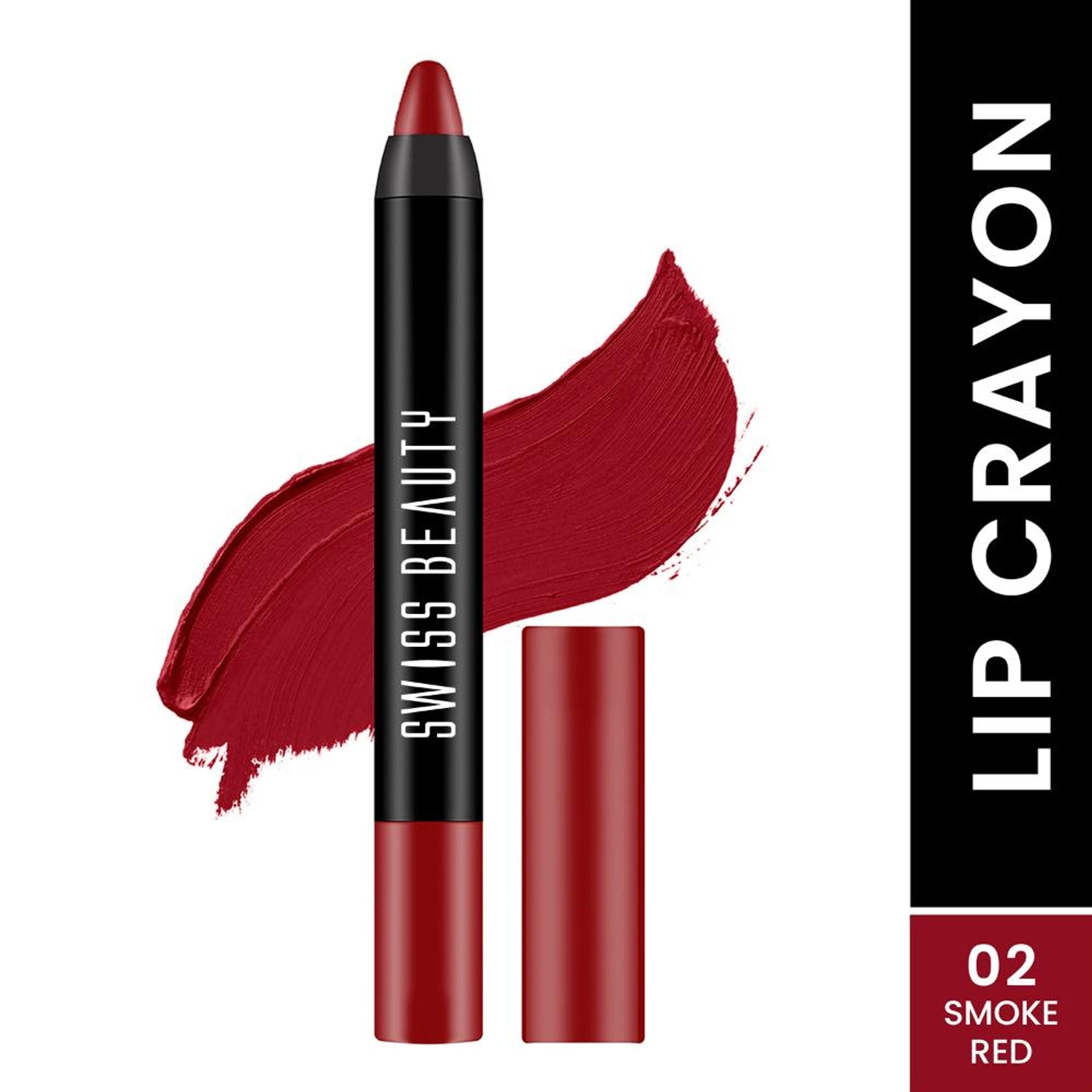 Swiss Beauty Matte Long Lasting Stay Maxx Lip Crayon Lipstick Matte Finish - Smoke Red | Grocsy