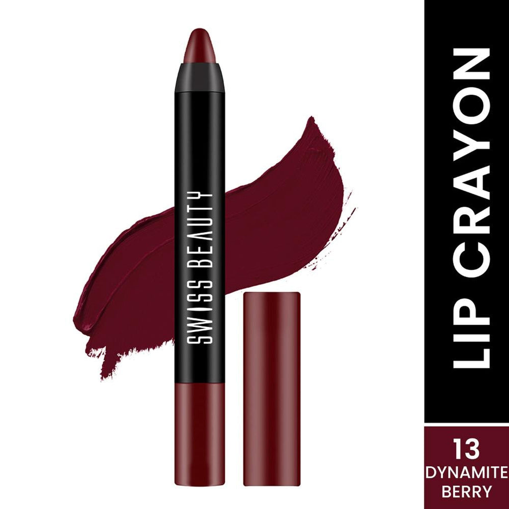 Swiss Beauty Matte Long Lasting Stay Maxx Lip Crayon Lipstick Matte Finish - Dynamite Berry | Grocsy