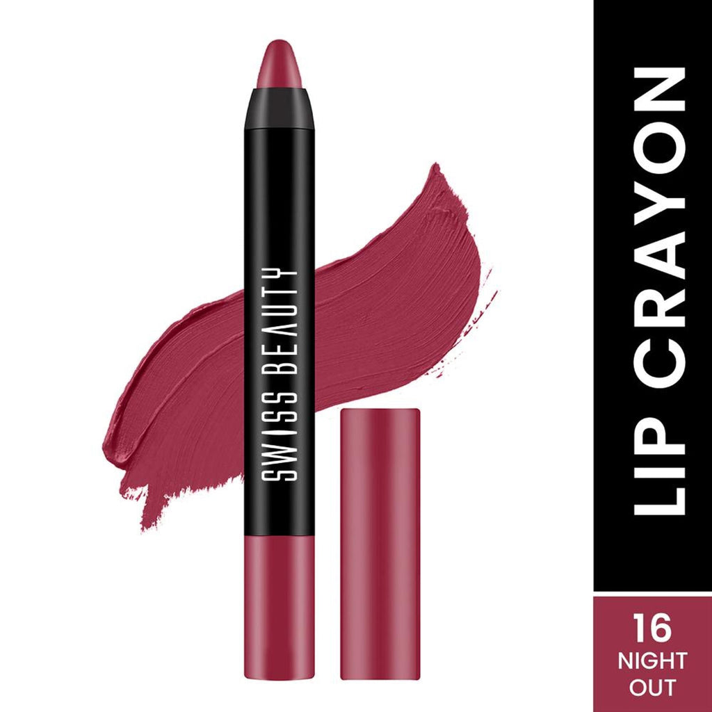 Swiss Beauty Matte Long Lasting Stay Maxx Lip Crayon Lipstick Matte Finish - Night Out | Grocsy