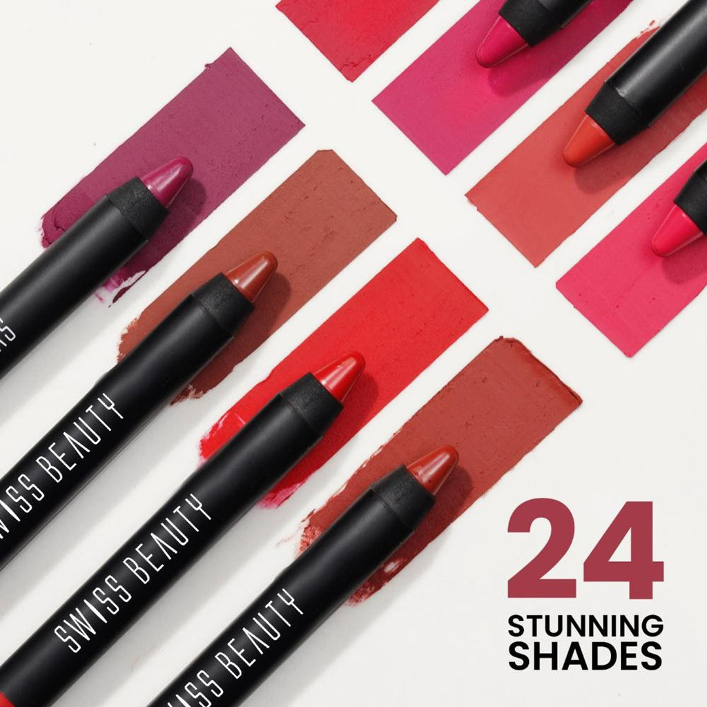 Swiss Beauty Matte Long Lasting Stay Maxx Lip Crayon Lipstick Matte Finish - Bare | Grocsy