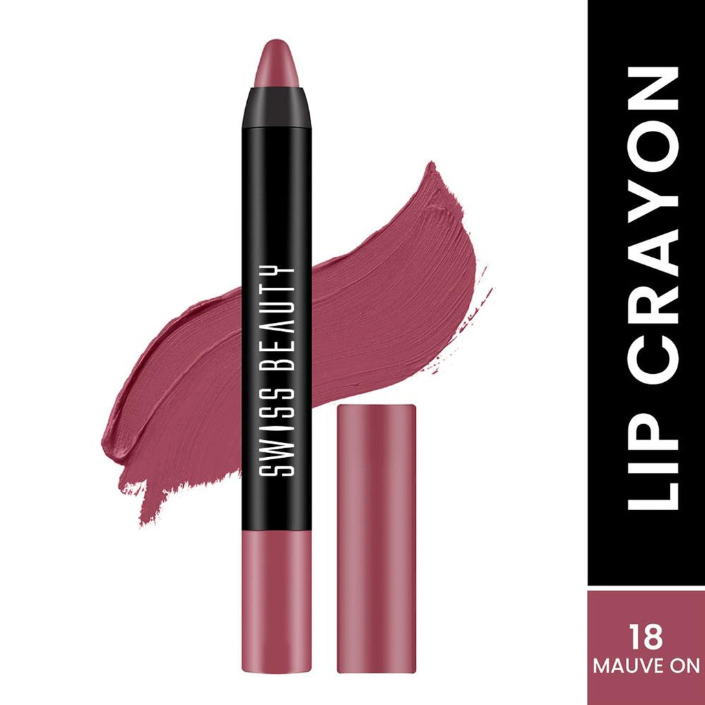 Swiss Beauty Matte Long Lasting Stay Maxx Lip Crayon Lipstick Matte Finish - Mauve On | Grocsy