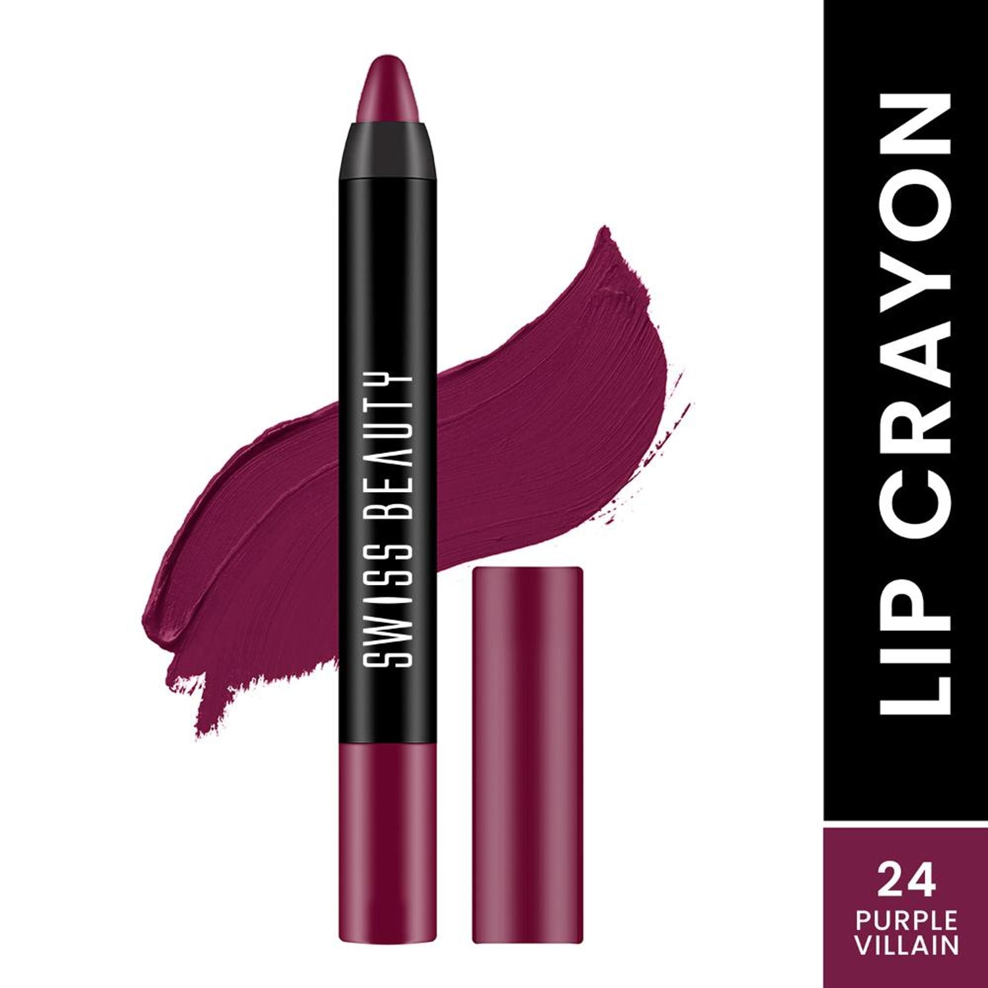 Swiss Beauty Matte Long Lasting Stay Maxx Lip Crayon Lipstick Matte Finish - Purple Villain | Grocsy