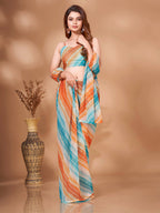 Tikhi Imli Striped Georgette Leheriya Ready to Wear Saree | Grocsy