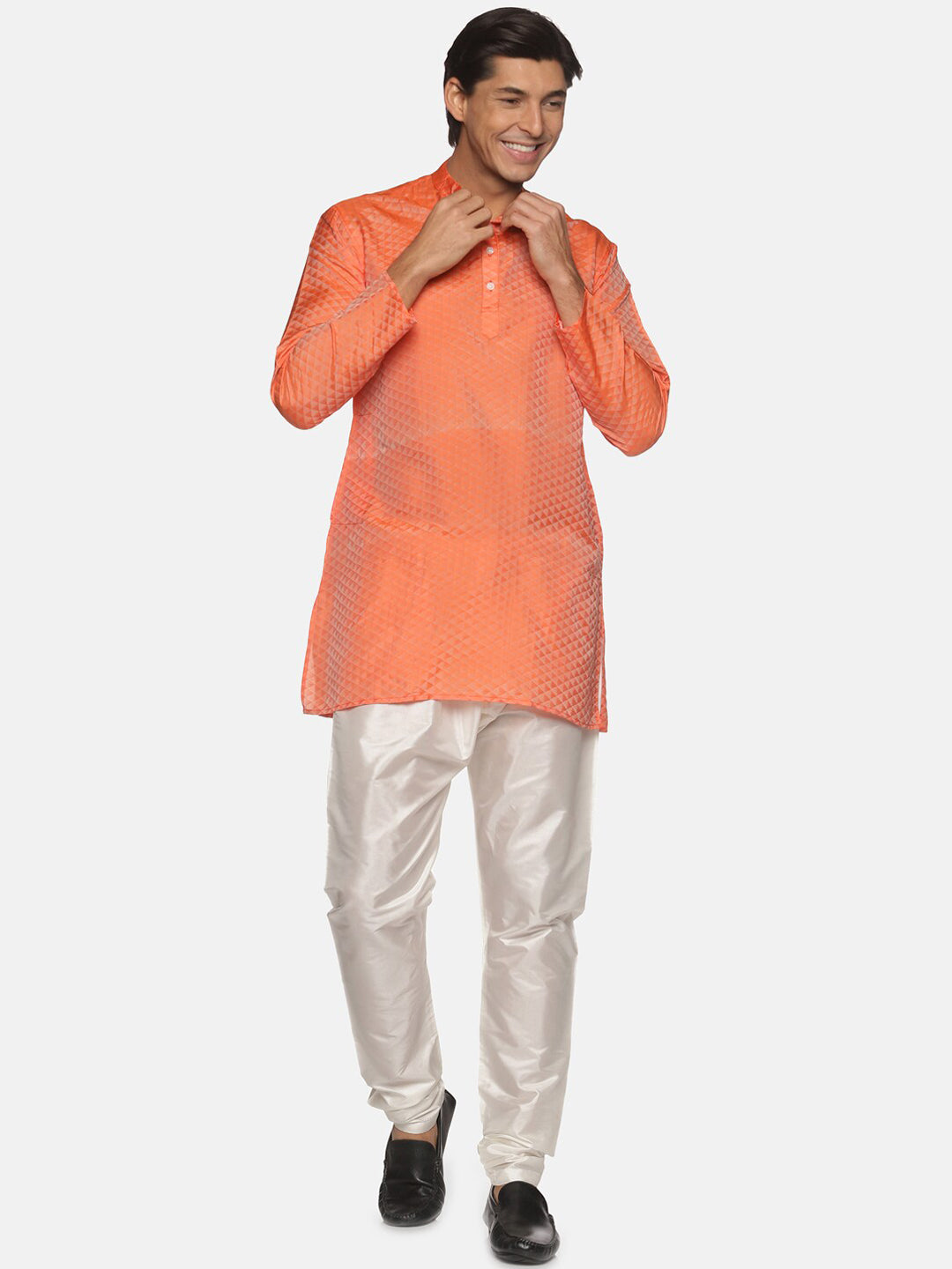 Sethukrishna Men Orange Kurta with Pyjamas | Grocsy