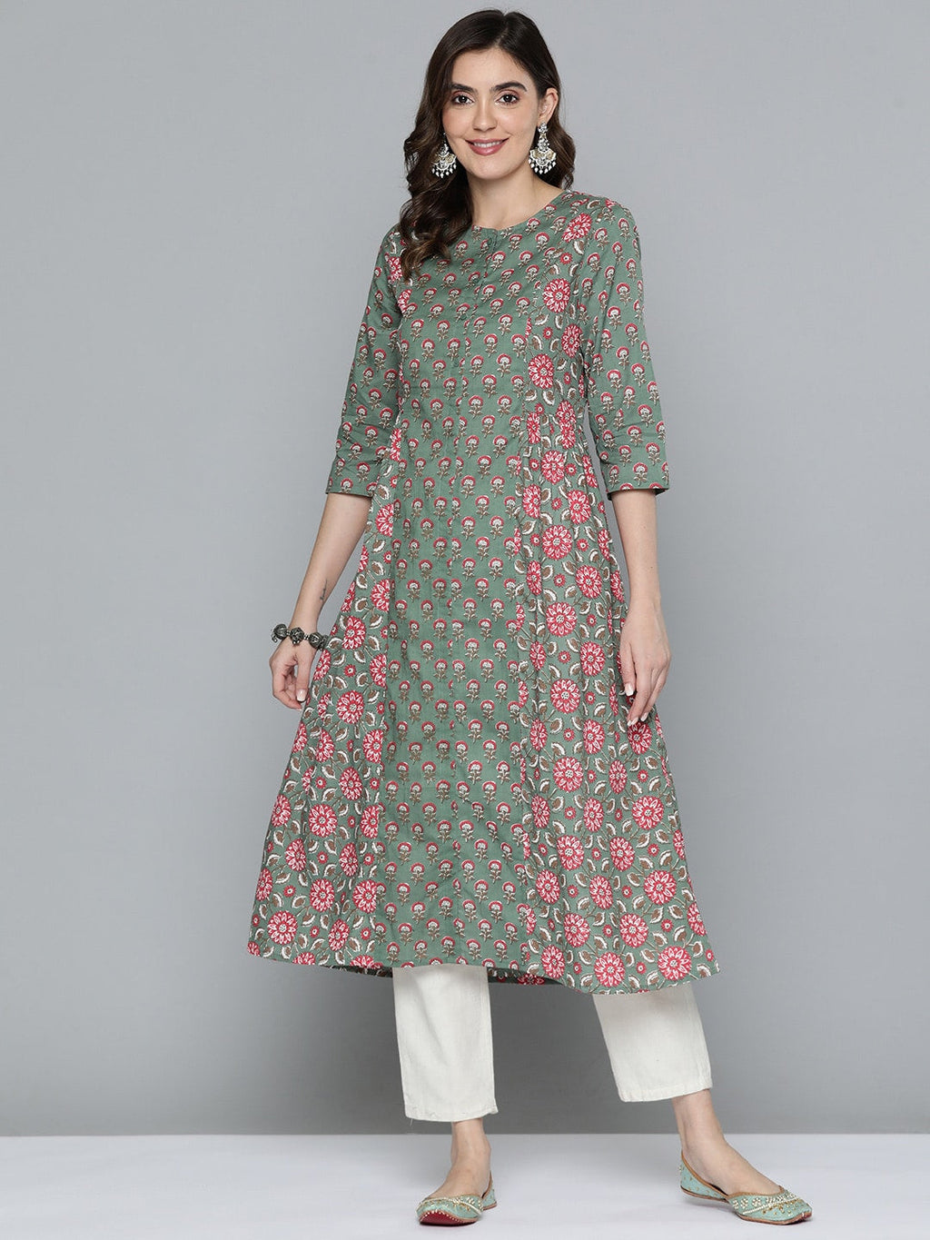 HERE&NOW Pure Cotton Ethnic Motifs Printed Kurta | Grocsy