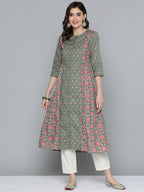 HERE&NOW Pure Cotton Ethnic Motifs Printed Kurta | Grocsy