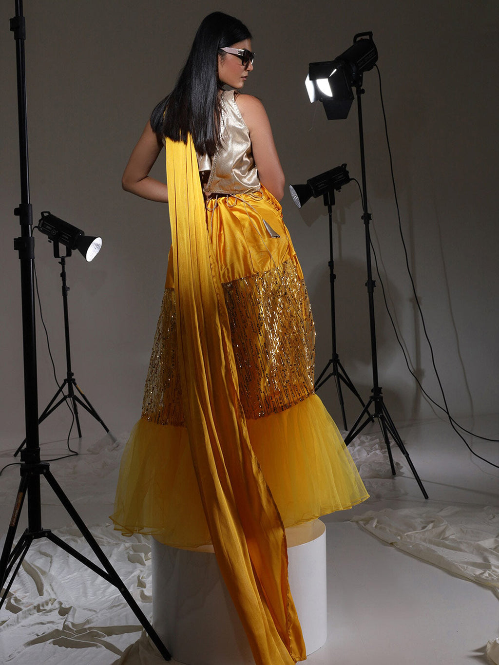 Tikhi Imli Satin embroidered Ready to Wear Saree | Grocsy
