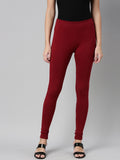 Souchii Maroon Solid Churidar-Length Leggings | Grocsy