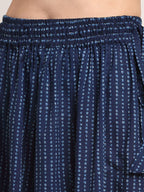 TAG 7 Women Navy Blue Printed Flared Palazzos | Grocsy