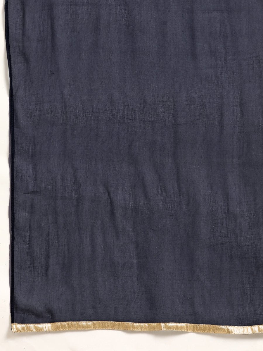 All About You Women Navy Blue Ethnic Motifs Printed Kurta with Trousers & With Dupatta | Grocsy