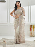 kasee Floral Embellished Beads and Stones Net Saree | Grocsy