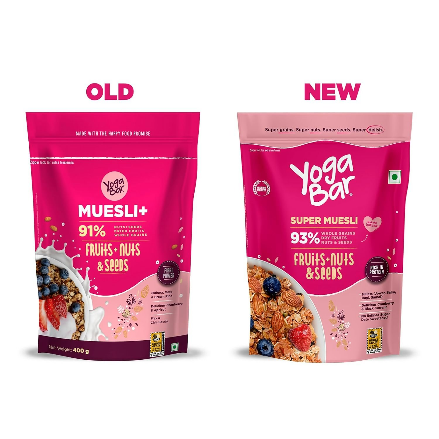 Yoga Bar Wholegrain Breakfast Muesli - Fruits, Nuts + Seeds + Dark Chocolate | Grocsy