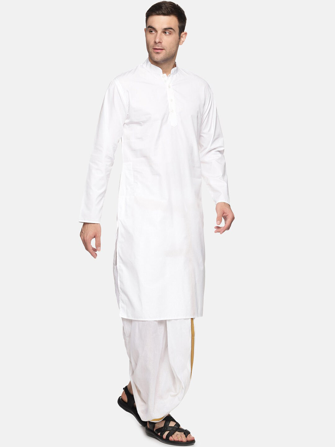 Sethukrishna Men White Pure Cotton Kurta with Pyjamas | Grocsy