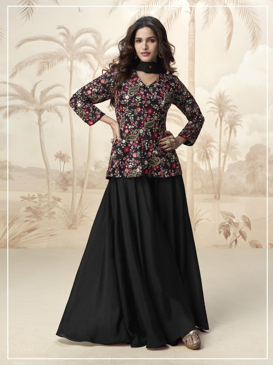 Anaita Black Chiffon Embroidered With Sequins Work Salwar Suit | Grocsy