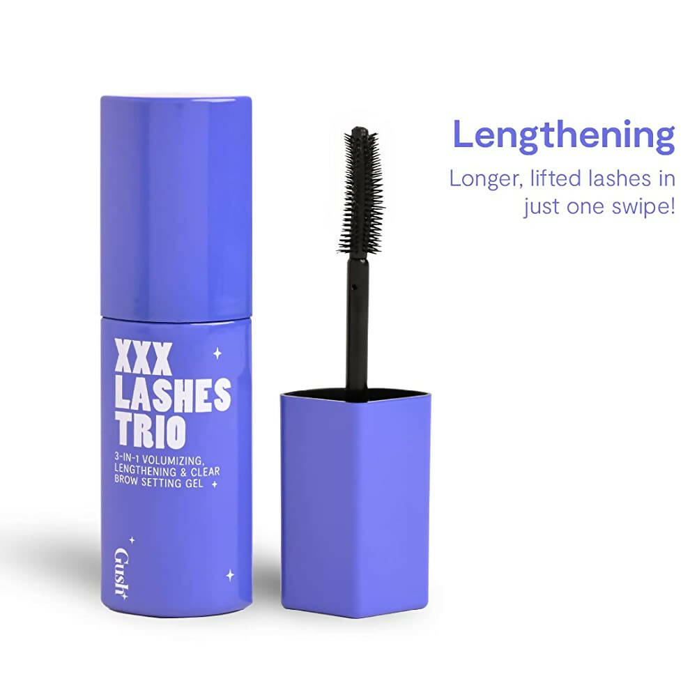 Gush Beauty XXX Lashes Trio- Black Out - 3-in-1 - Lengthening & Clear Brow Setting Gel | Grocsy