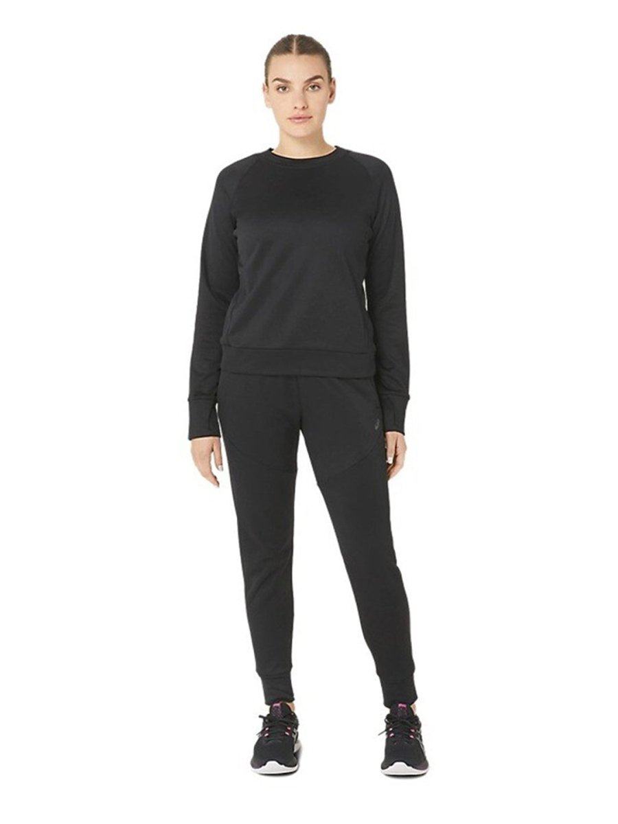 ASICS Brushed Mobility Knit Pullover Round Neck Long Raglan Sleeves T-shirt | Grocsy