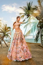 House of Panchhi Pink Net Sequins And Zarkan Embroidery Lehenga Choli & Dupatta | Grocsy