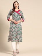 Sangria Women Ethnic Motifs Printed Angrakha Kurta | Grocsy
