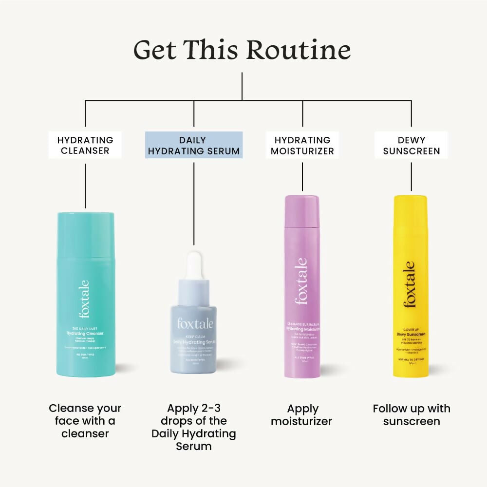 Foxtale Daily Hydrating Serum With Hyaluronic Acid - For Plump & Glowing Skin | Grocsy