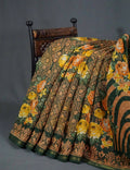 Shades Of Dark Leaf Green Floral Design Semi Chanderi Saree By Gayathri Reddy Designer Studio | Grocsy