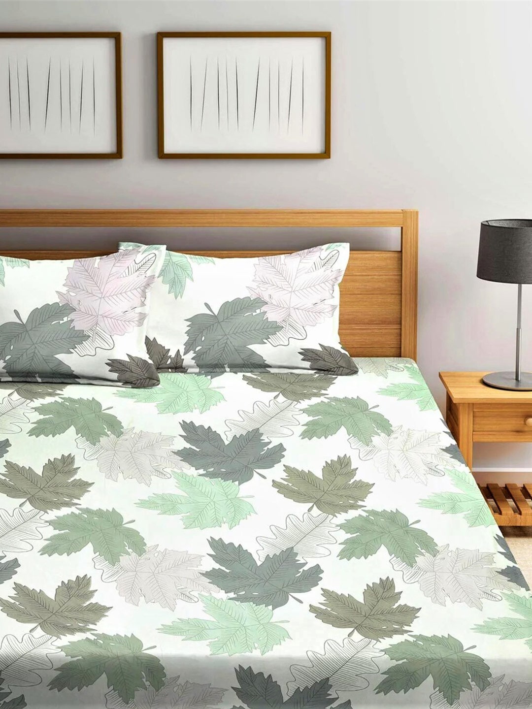 Home Sizzler Multicolour Printed 144 TC Bedsheet with Pillow Covers | Grocsy