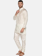 Sethukrishna Mens Off-White Kurta with Pyjamas | Grocsy