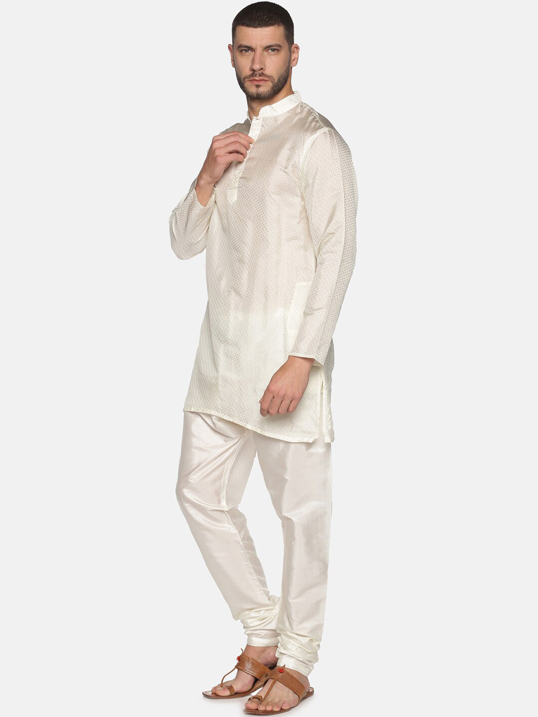 Sethukrishna Mens Off-White Kurta with Pyjamas | Grocsy