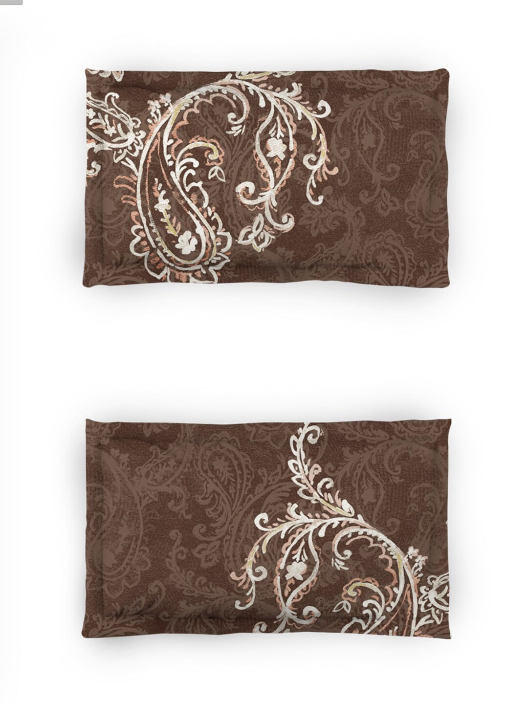 DDecor Brown & White Ethnic Motifs Cotton 140 TC King Bedsheet With 2 Pillow Covers | Grocsy