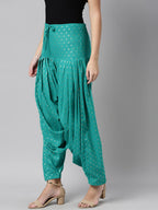 Souchii Sea Green Woven Design Pure Cotton Jacquard Patiala | Grocsy