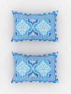 Urban Magic Blue Printed Cotton 104 TC King Bedsheet with 2 Pillow Covers | Grocsy