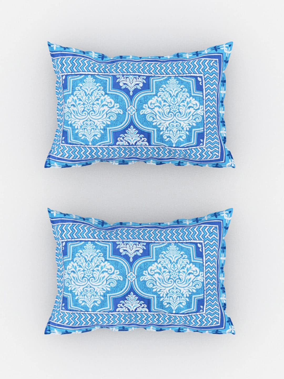 Urban Magic Blue Printed Cotton 104 TC King Bedsheet with 2 Pillow Covers | Grocsy