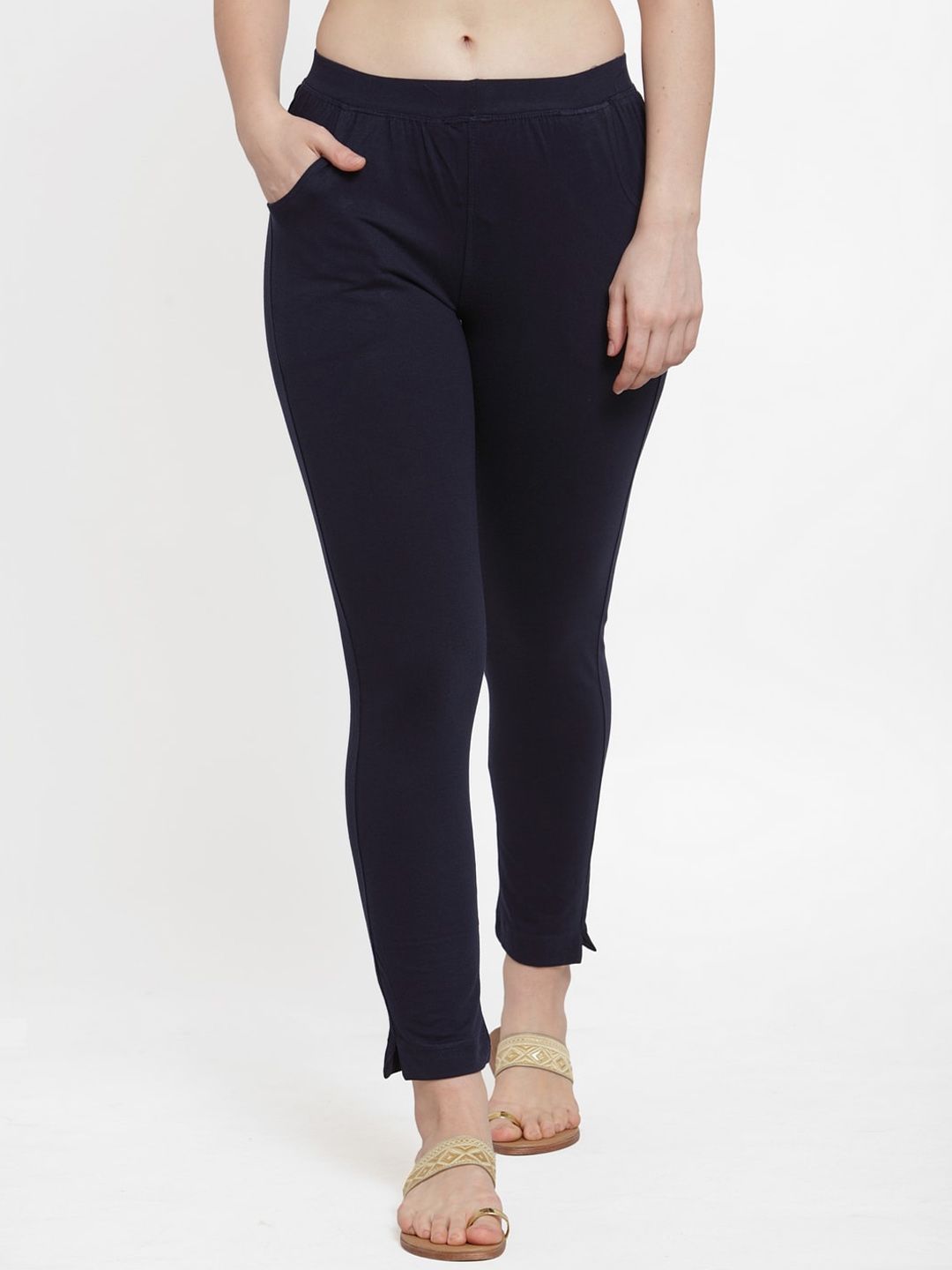 TAG 7 Women Pack Of 2 Solid Straight-Fit Ankle-Length Leggings | Grocsy