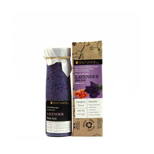 Soulflower Aromatherapy Essential Oil Lavender Bath Salt | Grocsy