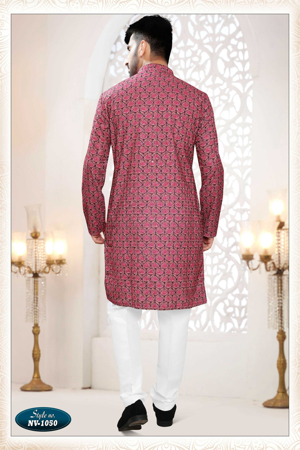 Joban Fashion Men's Redish Wine Straight Rayon Thread And Sequence Embroidery All Over Kurta Set | Grocsy