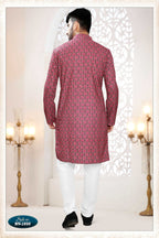 Joban Fashion Men's Redish Wine Straight Rayon Thread And Sequence Embroidery All Over Kurta Set | Grocsy