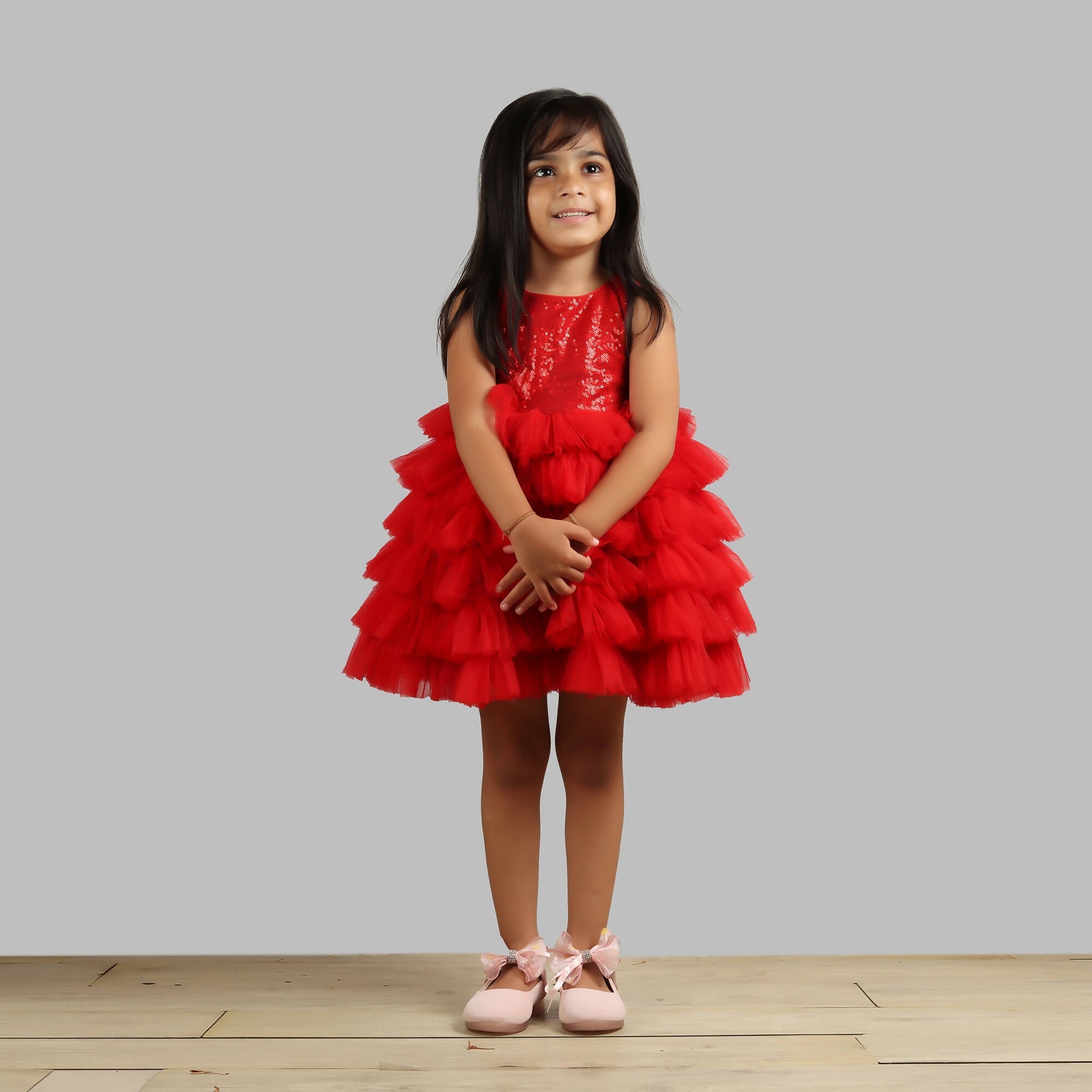 Pink Cow Fashions Red Dress With Frill Bottoms | Grocsy
