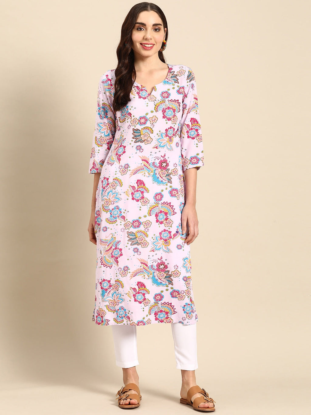 Sangria Women Floral Printed Sequinned Kurta | Grocsy