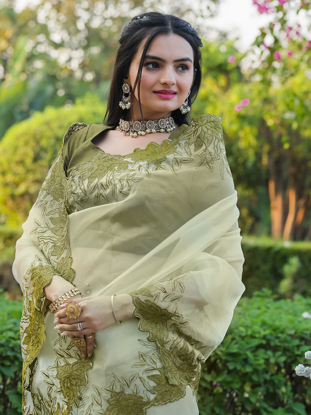 Tikhi Imli Embroidered Organza Saree | Grocsy