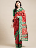 Saree Mall Red & Green Bandhani Printed Saree | Grocsy