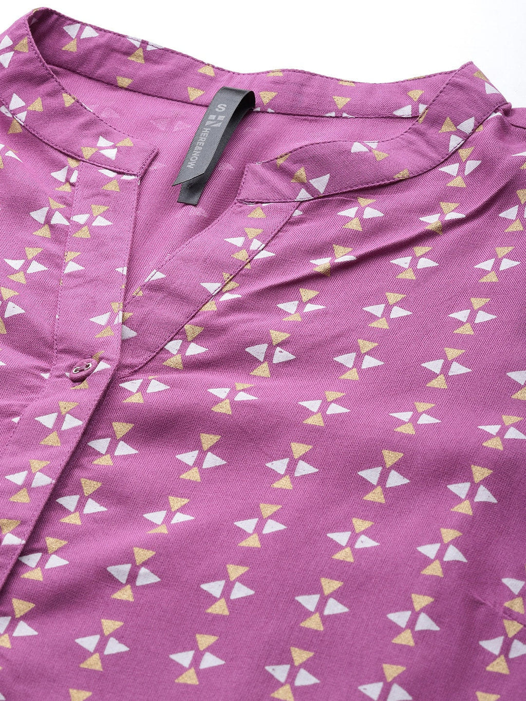HERE&NOW Women Purple Printed Regular Kurta with Palazzos | Grocsy