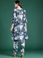 Indo Era Floral Printed Pure Cotton Kurta with Trousers | Grocsy