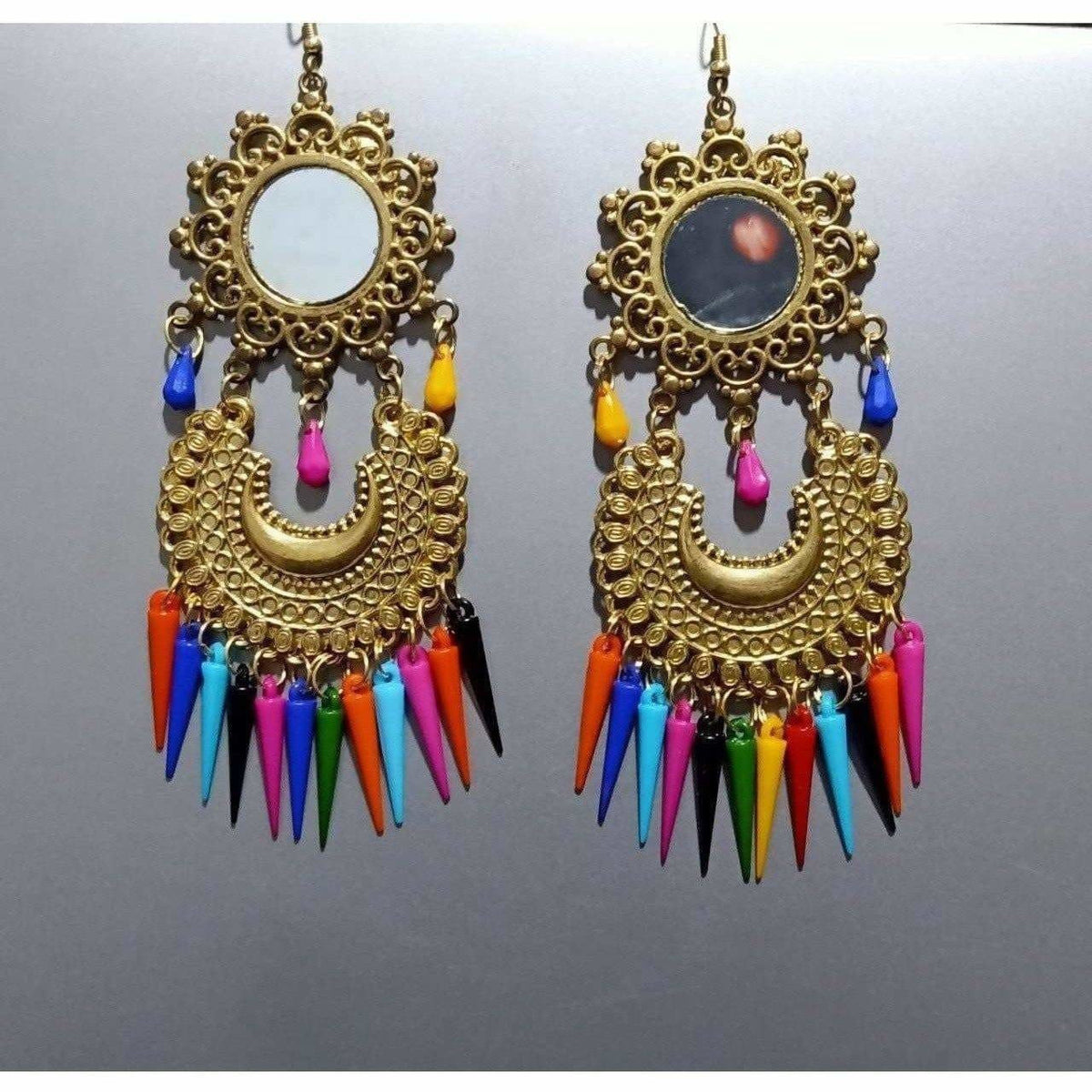 MS Fashion India Beautiful Latest Gold Color Chandbali Afghani Earrings With Multicolor Pearls | Grocsy