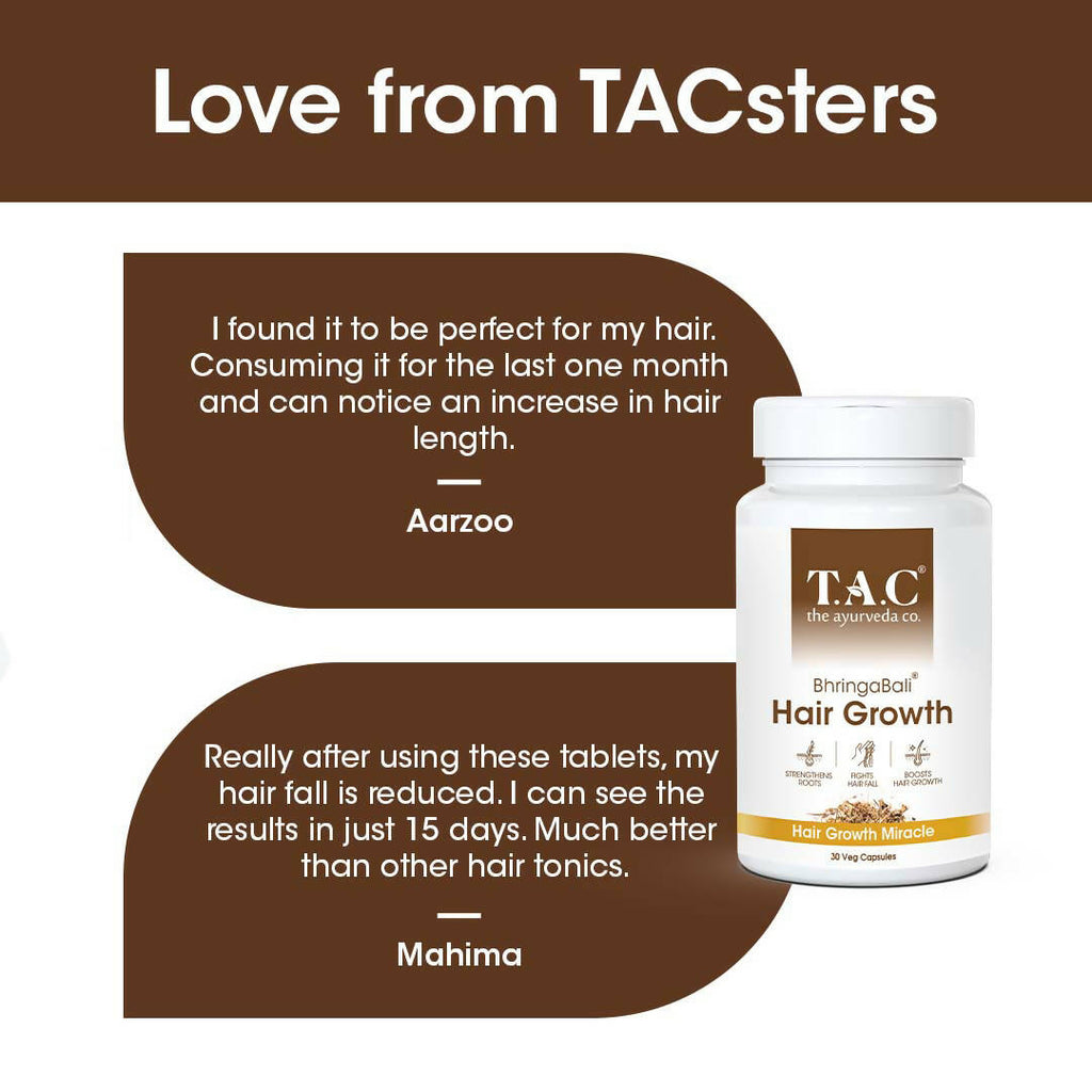 TAC - The Ayurveda Co. BhringaBali Hair Growth Veg Capsules | Grocsy