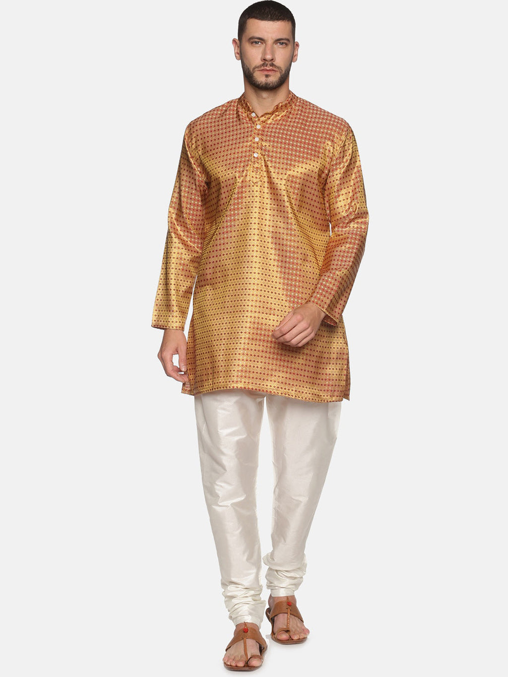 Sethukrishna Men Red Ethnic Motifs Kurta with Churidar | Grocsy