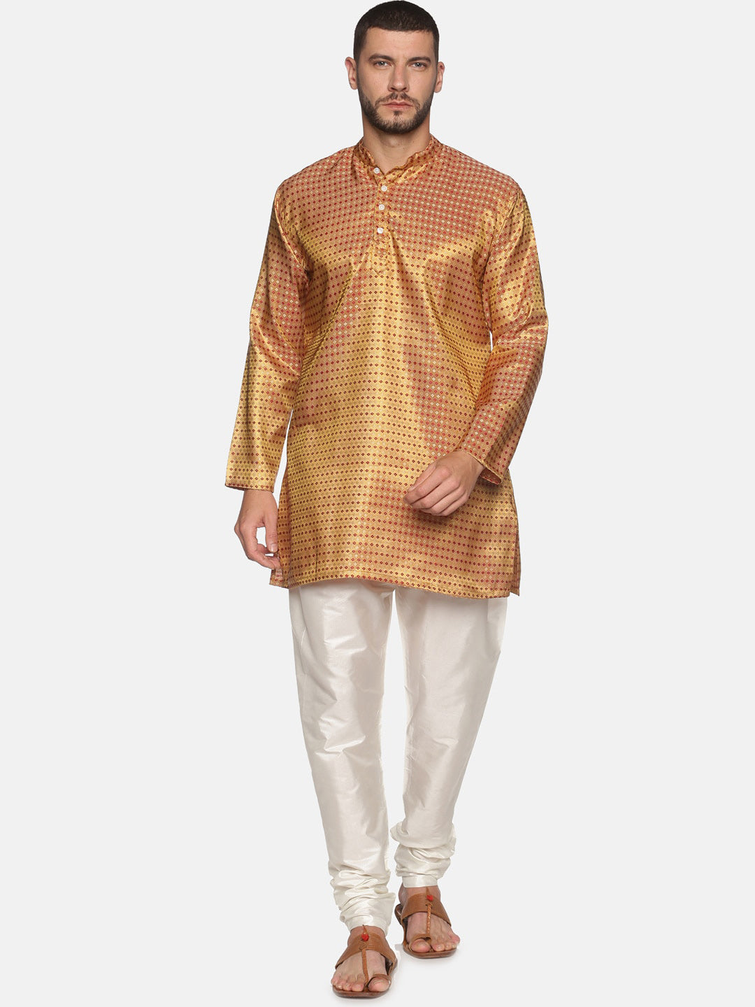 Sethukrishna Men Red Ethnic Motifs Kurta with Churidar | Grocsy