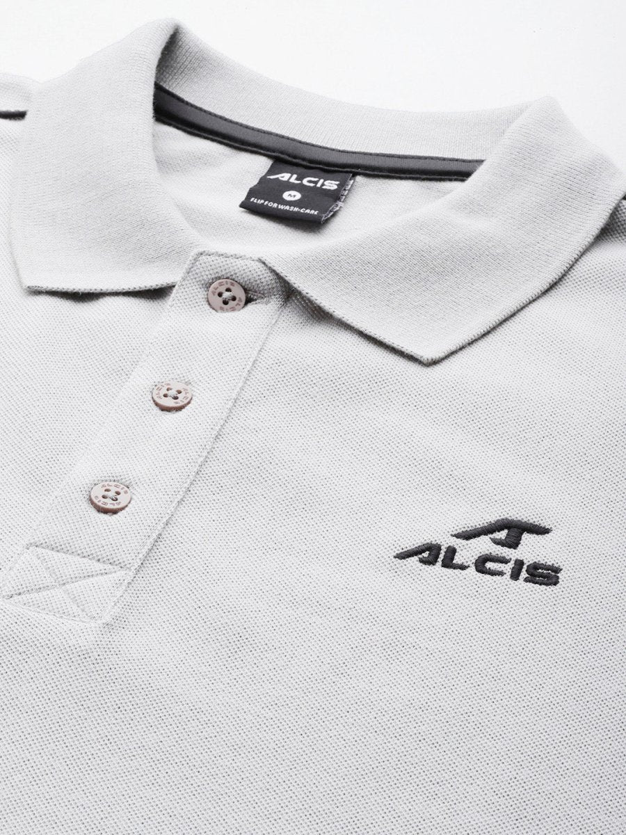 Alcis Men Brand Logo Embroidered Polo Collar Sports T-shirt | Grocsy